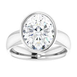 14K white gold 5CT Oval Bezel-Set Solitaire Engagement Ring Setting variant--Oval variant--5CT variant--14K-white-gold