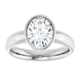 14K white gold 1.5CT Oval Bezel-Set Solitaire Engagement Ring Setting/2-CT.5CT variant--Oval variant--1.5CT variant--14K-white-gold