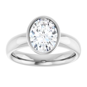 14K white gold 1.5CT Oval Bezel-Set Solitaire Engagement Ring Setting/2-CT.5CT variant--Oval variant--1.5CT variant--14K-white-gold
