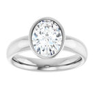 14K white gold 1 1/2 CT Oval Bezel-Set Solitaire Engagement Ring Setting