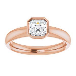 14K rose gold 1CT Asscher Bezel-Set Solitaire Engagement Ring Setting variant--Asscher variant--1CT variant--14K-rose-gold