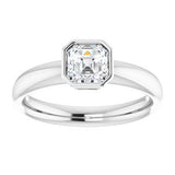 14K white gold 1CT Asscher Bezel-Set Solitaire Engagement Ring Setting variant--Asscher variant--1CT variant--14K-white-gold