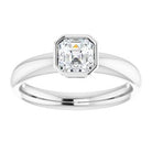 14K white gold 1 CT Asscher Bezel-Set Solitaire Engagement Ring Setting