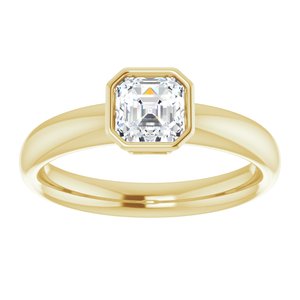 14K yellow gold 1CT Asscher Bezel-Set Solitaire Engagement Ring Setting variant--Asscher variant--1CT variant--14K-yellow-gold