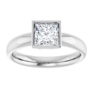 14K white gold 1CT Square Bezel-Set Solitaire Engagement Ring Setting variant--Square variant--1CT variant--14K-white-gold