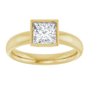 14K yellow gold 1CT Square Bezel-Set Solitaire Engagement Ring Setting variant--Square variant--1CT variant--14K-yellow-gold
