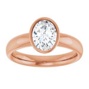 14K rose gold 1CT Oval Bezel-Set Solitaire Engagement Ring Setting variant--Oval variant--1CT variant--14K-rose-gold