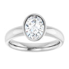 14K white gold 1 CT Oval Bezel-Set Solitaire Engagement Ring Setting