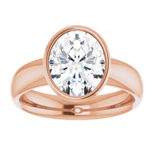 14K rose gold 2CT Oval Bezel-Set Solitaire Engagement Ring Setting variant--Oval variant--2CT variant--14K-rose-gold