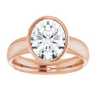 14K rose gold 2 CT Oval Bezel-Set Solitaire Engagement Ring Setting