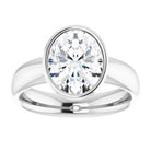 14K white gold 2 CT Oval Bezel-Set Solitaire Engagement Ring Setting