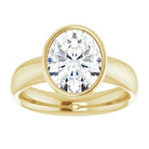14K yellow gold 2 CT Oval Bezel-Set Solitaire Engagement Ring Setting