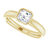Modern wide band bezel engagement ring setting variant--Asscher variant--1CT variant--14K-yellow-gold