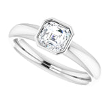 Custom engagement ring setting with full bezel design variant--Asscher variant--1CT variant--14K-white-gold