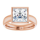 14K rose gold 3 CT Square Bezel-Set Solitaire Engagement Ring Setting