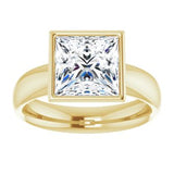 14K yellow gold 3CT Square Bezel-Set Solitaire Engagement Ring Setting variant--Square variant--3CT variant--14K-yellow-gold