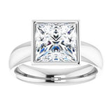 14K white gold 3CT Square Bezel-Set Solitaire Engagement Ring Setting variant--Square variant--3CT variant--14K-white-gold
