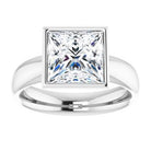 14K white gold 3 CT Square Bezel-Set Solitaire Engagement Ring Setting