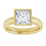 14K yellow gold 2CT Square Bezel-Set Solitaire Engagement Ring Setting variant--Square variant--2CT variant--14K-yellow-gold