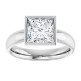 14K white gold 2CT Square Bezel-Set Solitaire Engagement Ring Setting variant--Square variant--2CT variant--14K-white-gold