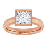 14K rose gold 1.5CT Square Bezel-Set Solitaire Engagement Ring Setting/2-CT.5CT variant--Square variant--1.5CT variant--14K-rose-gold
