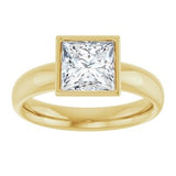 14K yellow gold 1.5CT Square Bezel-Set Solitaire Engagement Ring Setting/2-CT.5CT variant--Square variant--1.5CT variant--14K-yellow-gold