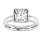 14K white gold 1 1/2 CT Square Bezel-Set Solitaire Engagement Ring Setting