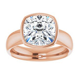 14K rose gold 4CT Cushion Bezel-Set Solitaire Engagement Ring Setting variant--Cushion variant--4CT variant--14K-rose-gold