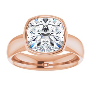 14K rose gold 4CT Cushion Bezel-Set Solitaire Engagement Ring Setting variant--Cushion variant--4CT variant--14K-rose-gold