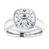 14K white gold 4CT Cushion Bezel-Set Solitaire Engagement Ring Setting variant--Cushion variant--4CT variant--14K-white-gold