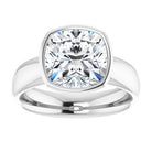 14K white gold 4 CT Cushion Bezel-Set Solitaire Engagement Ring Setting