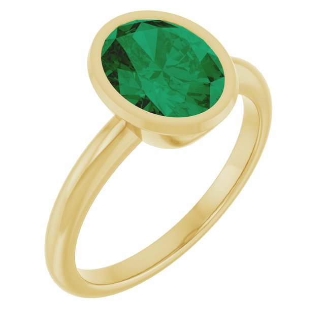 Bezel-set emerald cocktail ring in 14K gold variant--14K-yellow-gold variant--Emerald variant--Oval