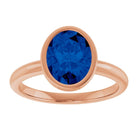14K Rose Lab-Grown Blue Sapphire Ring
