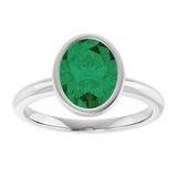 14K White Lab-Grown Emerald Ring variant--14K-yellow-gold variant--Emerald variant--Oval