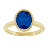 14K Yellow Lab-Grown Oval Blue Sapphire Ring variant--14K-yellow-gold variant--Sapphire variant--Emerald