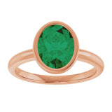 14K Rose Lab-Grown Emerald Ring variant--14K-rose-gold variant--Emerald variant--Oval