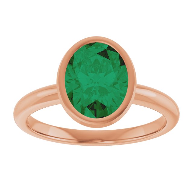 14K Rose Lab-Grown Emerald Ring variant--14K-rose-gold variant--Emerald variant--Oval