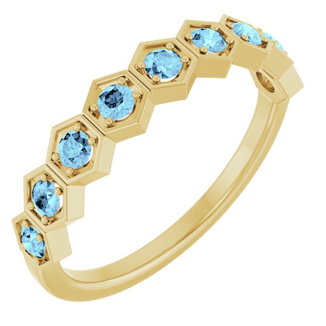Natural Aquamarine Stackable Ring variant--Aquamarine variant--14K-yellow-gold