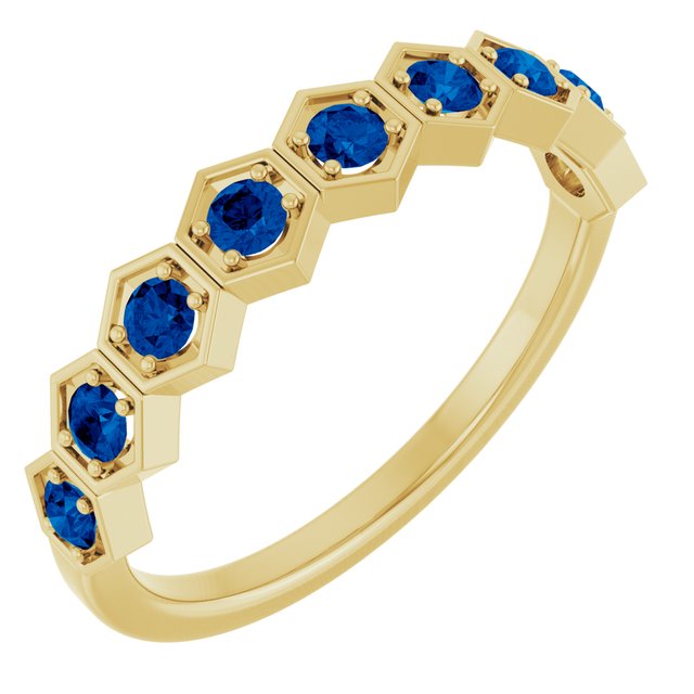 Natural Blue Sapphire Stackable Ring variant--Sapphire variant--14K-yellow-gold