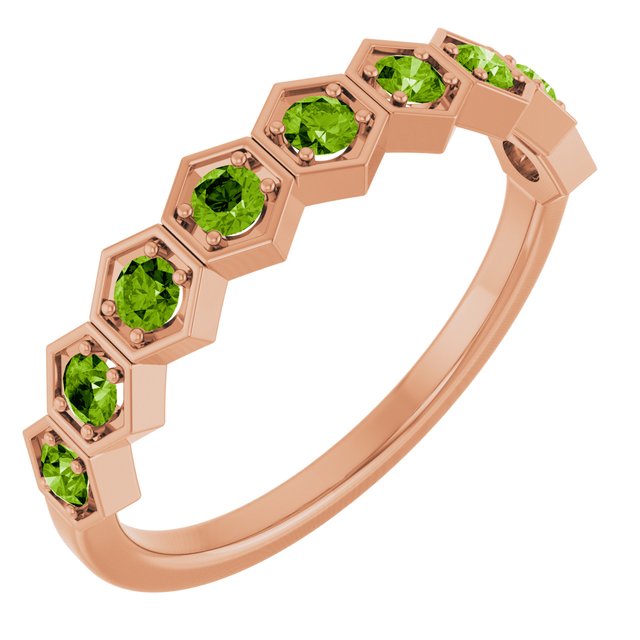Natural Peridot Stackable Ring variant--Peridot variant--14K-rose-gold