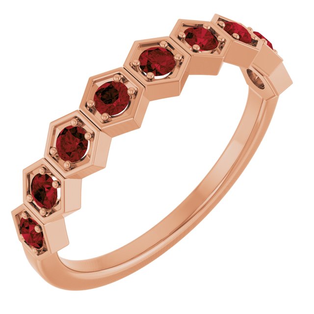 Natural Mozambique Garnet Stackable Ring variant--Garnet variant--14K-rose-gold