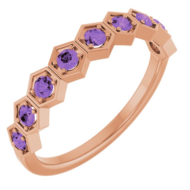 Natural Amethyst Stackable Ring variant--Amethyst variant--14K-rose-gold