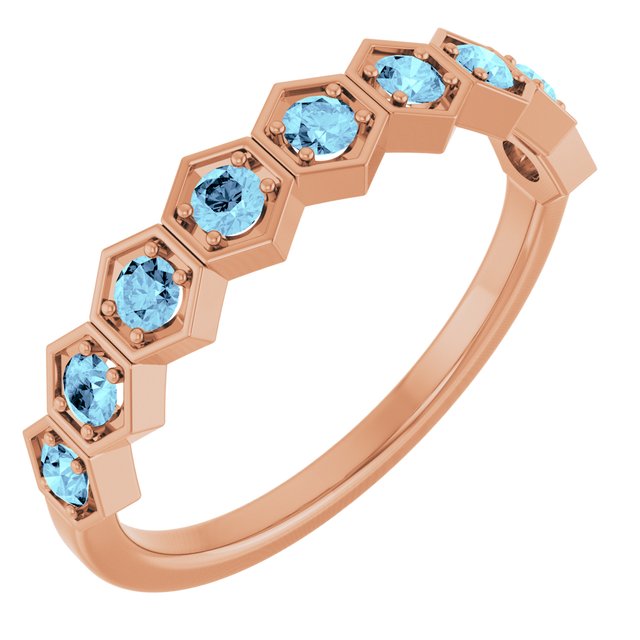 Natural Aquamarine Stackable Ring variant--Zircon variant--14K-rose-gold