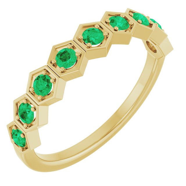 Natural Emerald Stackable Ring variant--Emerald variant--14K-yellow-gold