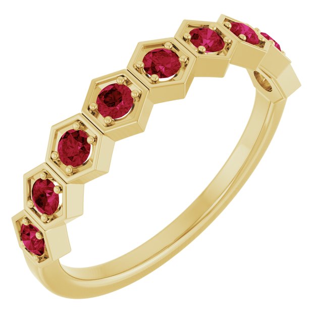 Natural Ruby Stackable Ring variant--Ruby variant--14K-yellow-gold