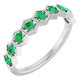 Natural Emerald Stackable Ring variant--Emerald variant--14K-white-gold