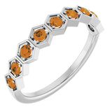 Natural Citrine Stackable Ring variant--Citrine variant--14K-white-gold