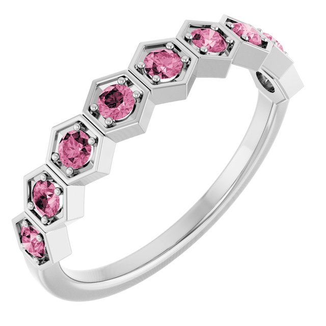 Natural Pink Tourmaline Stackable Ring variant--Tourmaline variant--14K-white-gold