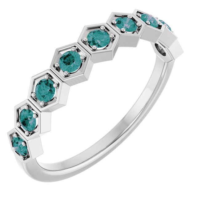 Natural Alexandrite Stackable Ring variant--Emerald variant--14K-white-gold