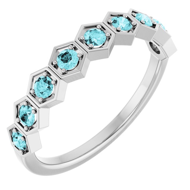 Natural Blue Zircon Stackable Ring variant--Zircon variant--14K-white-gold